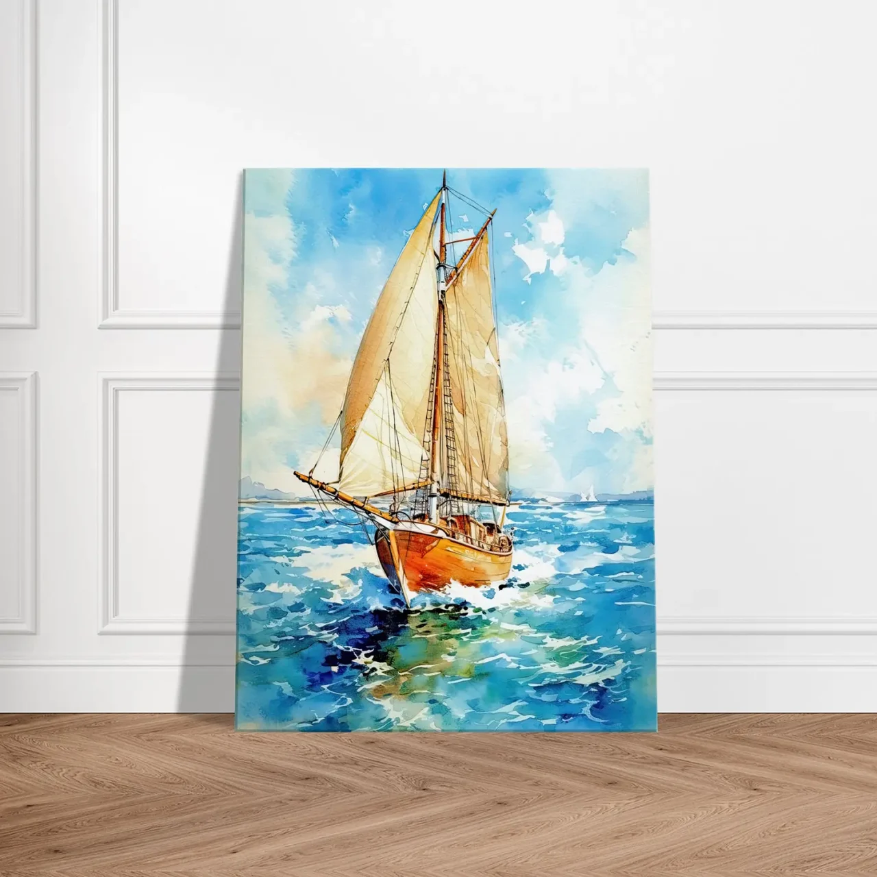 Tableau Vieux Voilier sur l’océan – Aquarelle vieux voilier sur l'ocean aquarelle