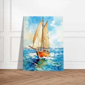 Tableau Vieux Voilier sur l’océan – Aquarelle vieux voilier sur l'ocean aquarelle