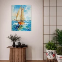 Tableau Vieux Voilier sur l’océan – Aquarelle vieux voilier sur l'ocean aquarelle