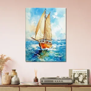 Tableau Vieux Voilier sur l’océan – Aquarelle vieux voilier sur l'ocean aquarelle