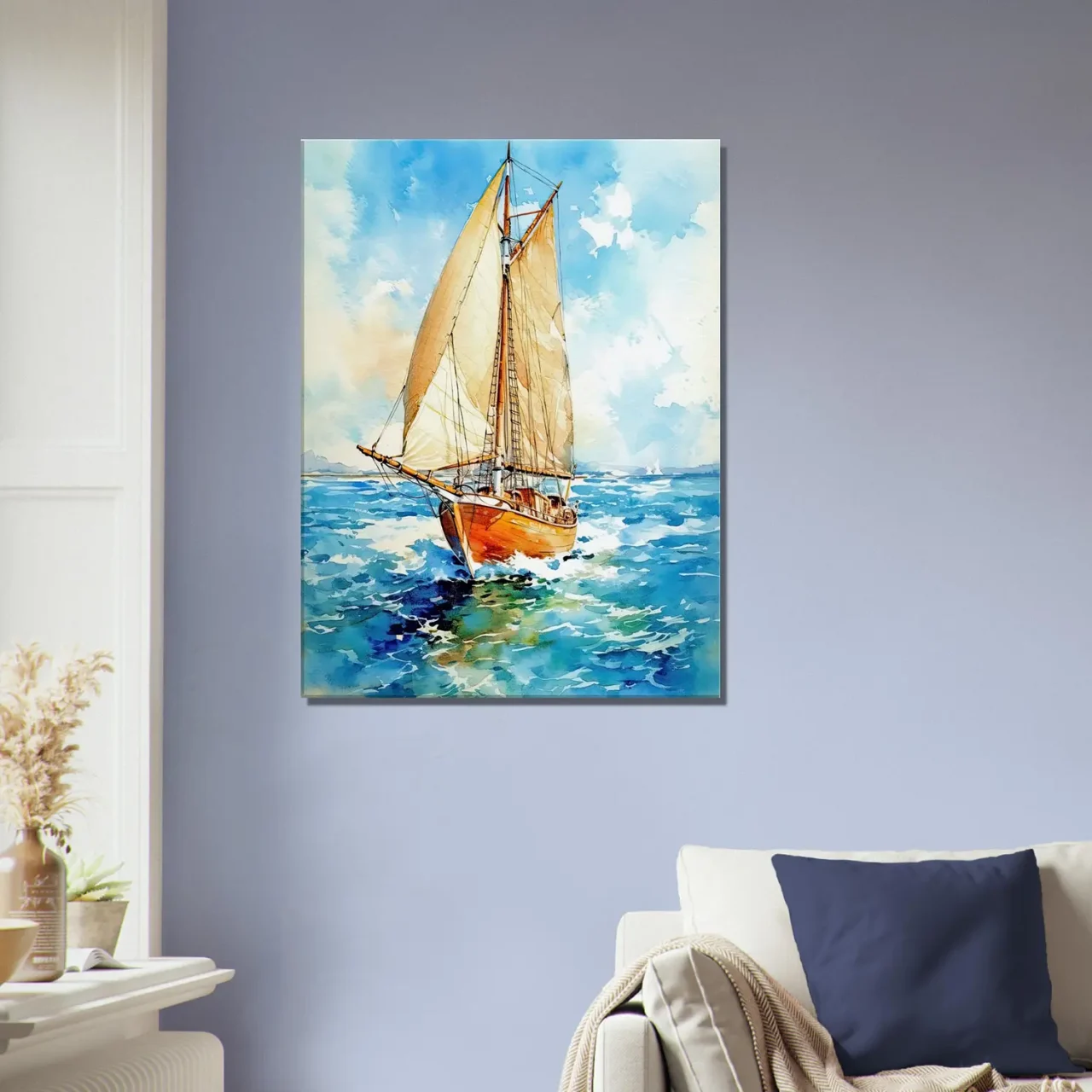 Tableau Vieux Voilier sur l’océan – Aquarelle vieux voilier sur l'ocean aquarelle