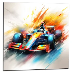 Voiture F1 colorée en mouvement
