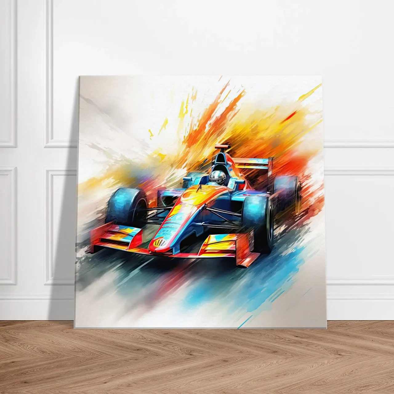 Cadre Voiture F1 colorée en mouvement voiture f1 colorée en mouvement