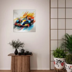 Cadre Voiture F1 colorée en mouvement voiture f1 colorée en mouvement