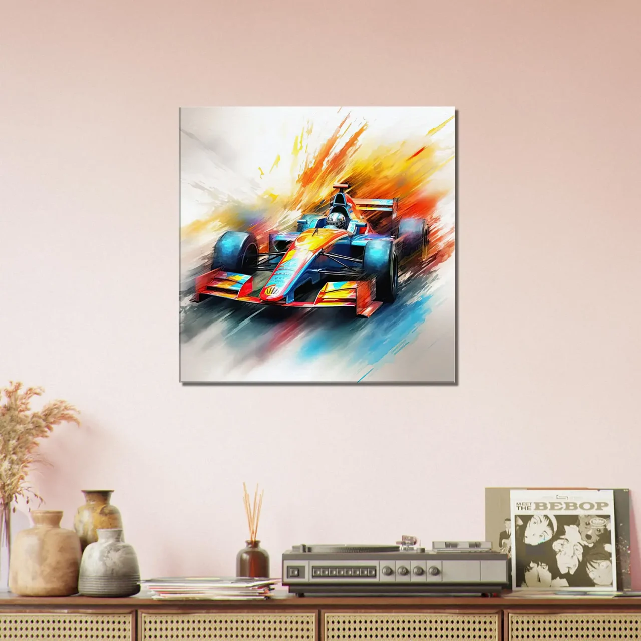 Cadre Voiture F1 colorée en mouvement voiture f1 colorée en mouvement