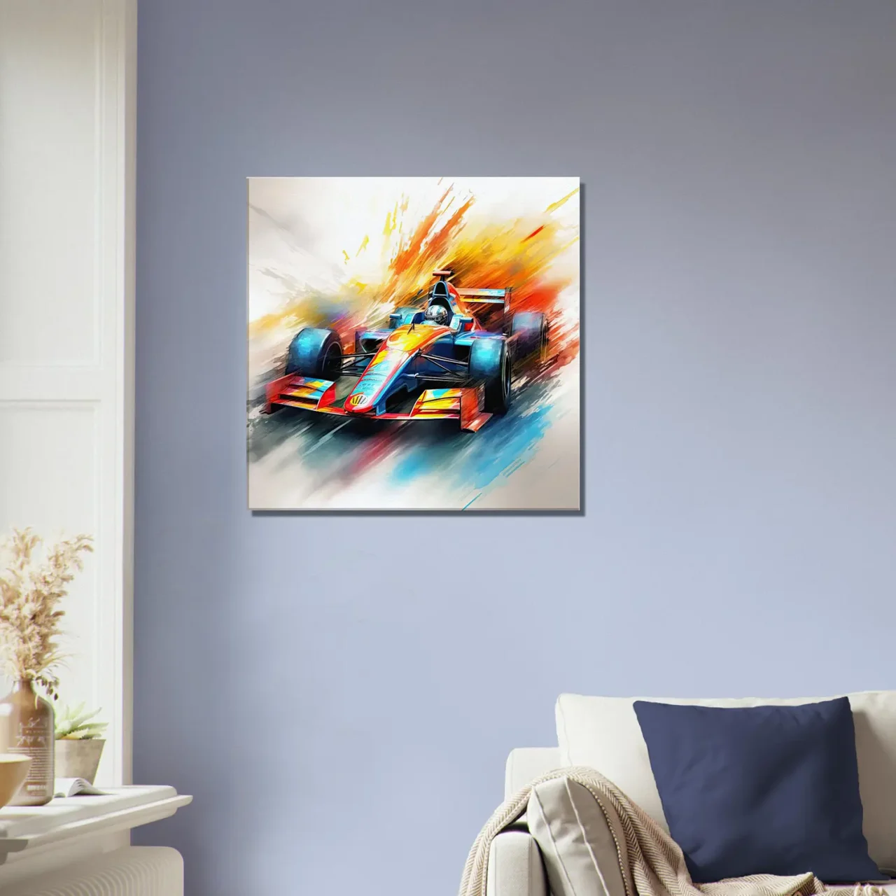 Cadre Voiture F1 colorée en mouvement voiture f1 colorée en mouvement