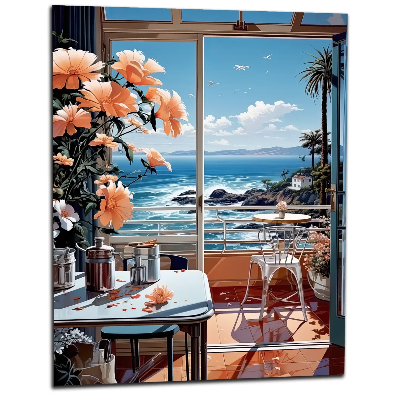 vue sur mer depuis cuisine pastel