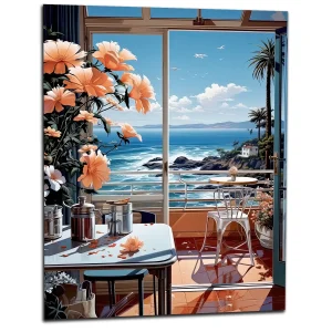 Cadre Vue sur mer depuis cuisine pastel vue sur mer depuis cuisine pastel