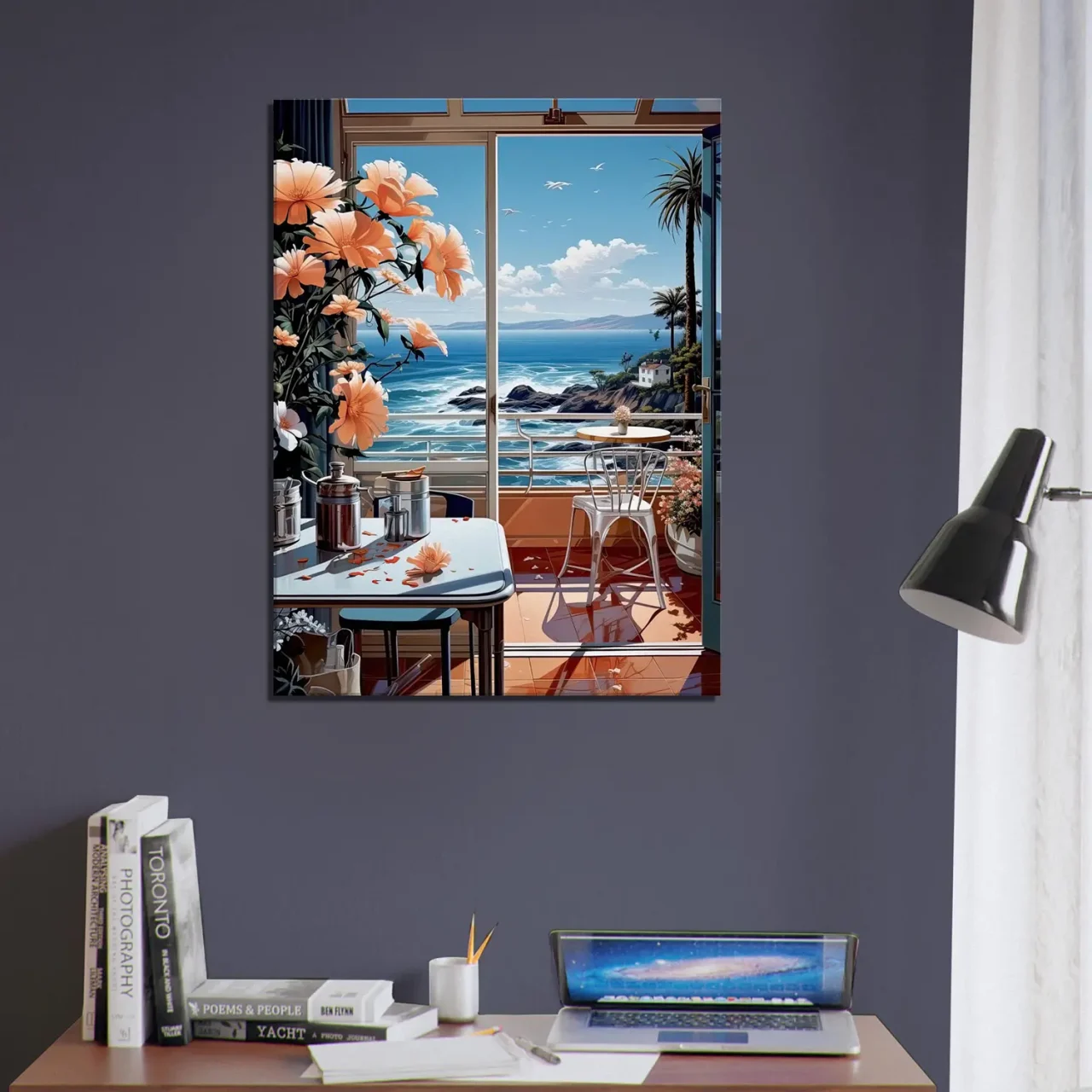 vue sur mer depuis cuisine pastel