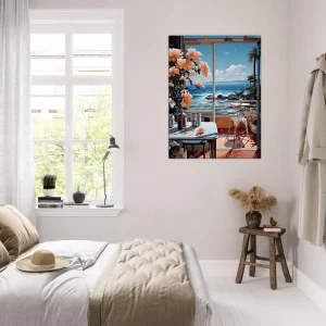 vue sur mer depuis cuisine pastel