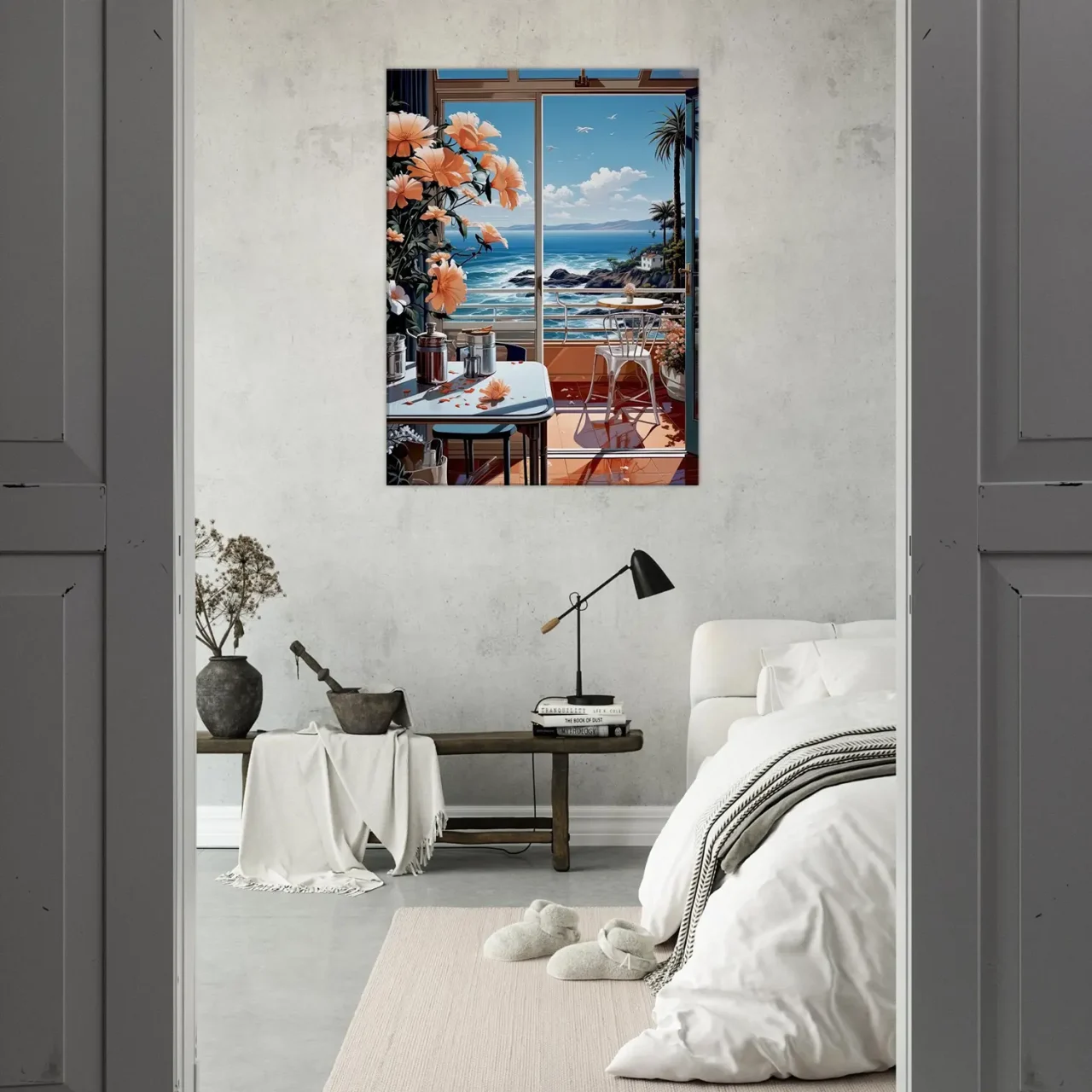 vue sur mer depuis cuisine pastel