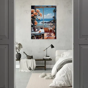 vue sur mer depuis cuisine pastel