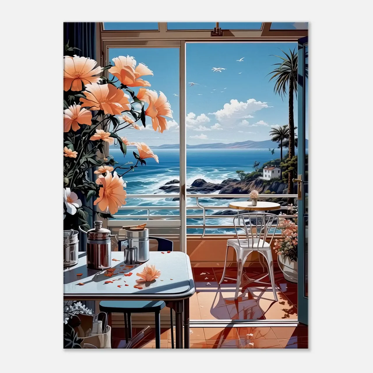 vue sur mer depuis cuisine pastel