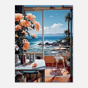 vue sur mer depuis cuisine pastel