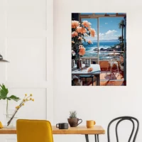 vue sur mer depuis cuisine pastel