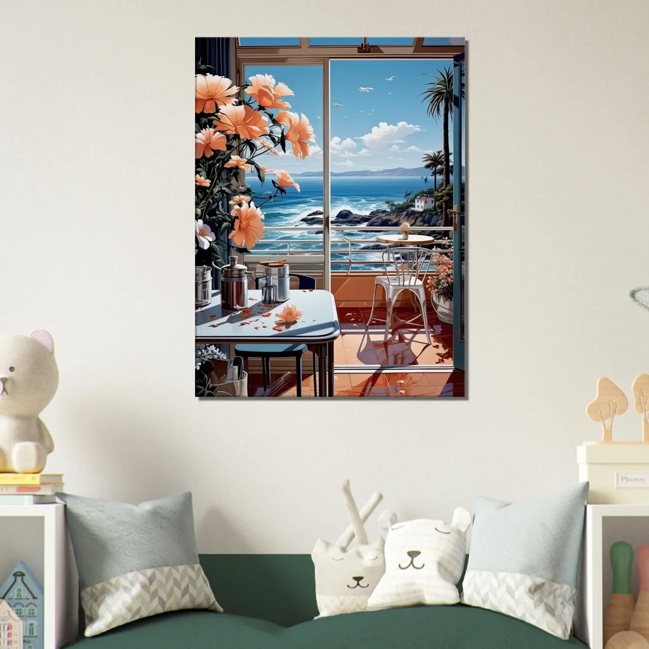 vue sur mer depuis cuisine pastel