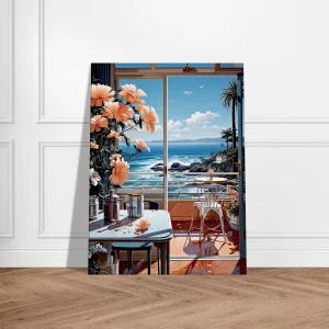 vue sur mer depuis cuisine pastel