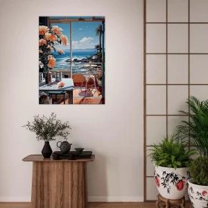 vue sur mer depuis cuisine pastel