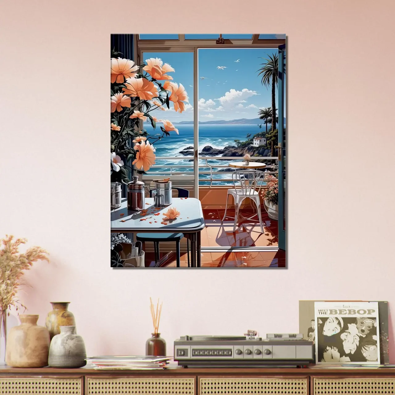 vue sur mer depuis cuisine pastel