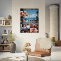 vue sur mer depuis cuisine pastel