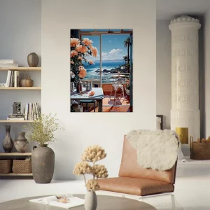 vue sur mer depuis cuisine pastel