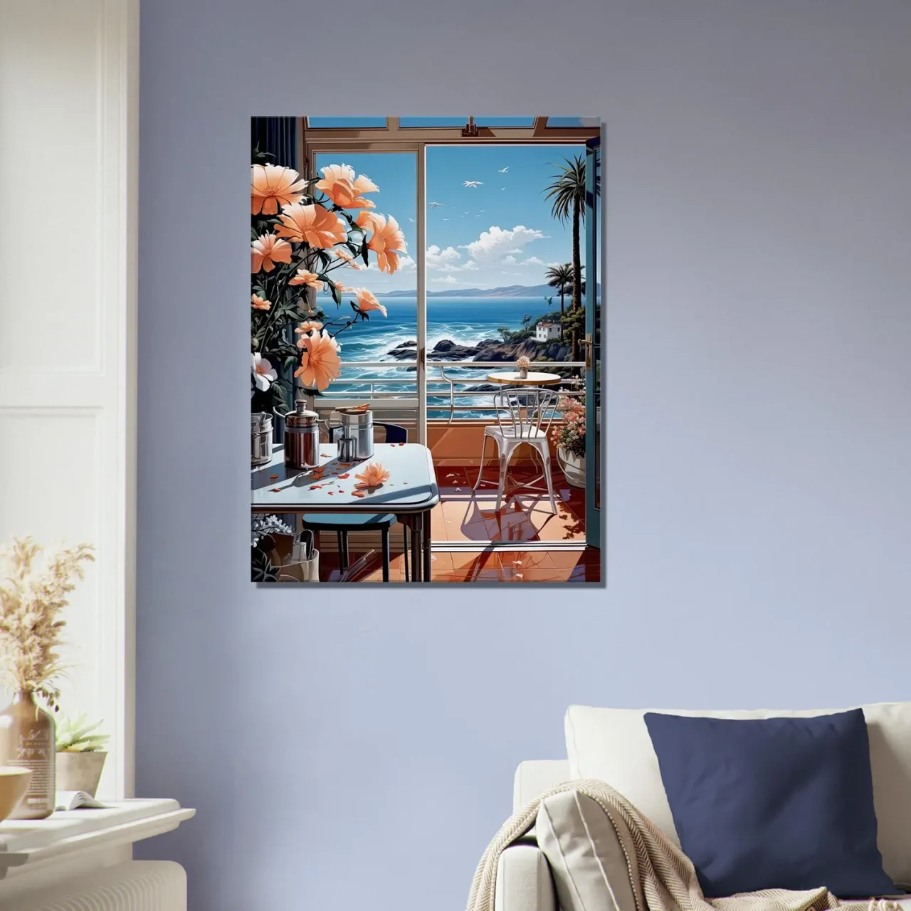 vue sur mer depuis cuisine pastel