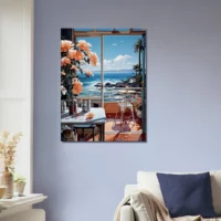 vue sur mer depuis cuisine pastel