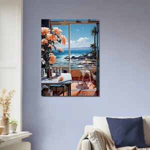 vue sur mer depuis cuisine pastel