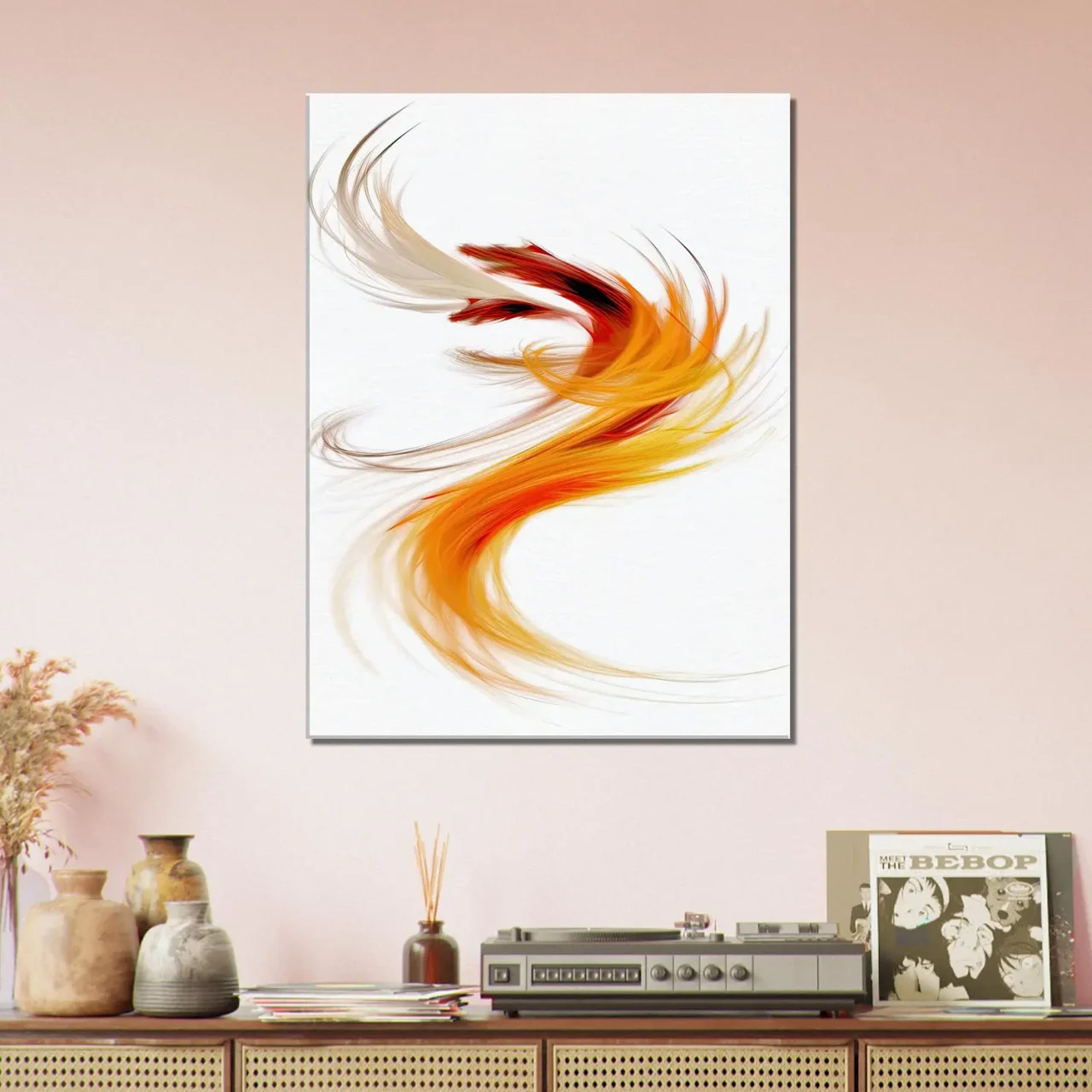 abstrait plumes orangées
