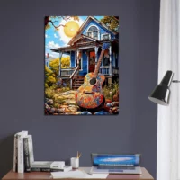 Tableau Ambiance Tex Mex et guitare colorée ambiance tex mex et guitare colorée