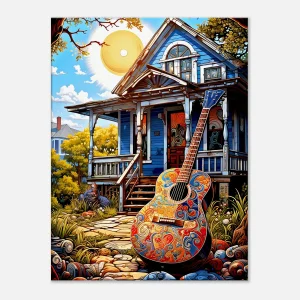 Tableau Ambiance Tex Mex et guitare colorée ambiance tex mex et guitare colorée