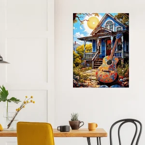 Tableau Ambiance Tex Mex et guitare colorée ambiance tex mex et guitare colorée