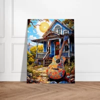 Tableau Ambiance Tex Mex et guitare colorée ambiance tex mex et guitare colorée