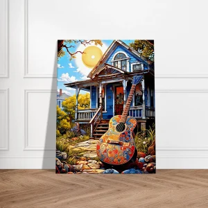 Tableau Ambiance Tex Mex et guitare colorée ambiance tex mex et guitare colorée