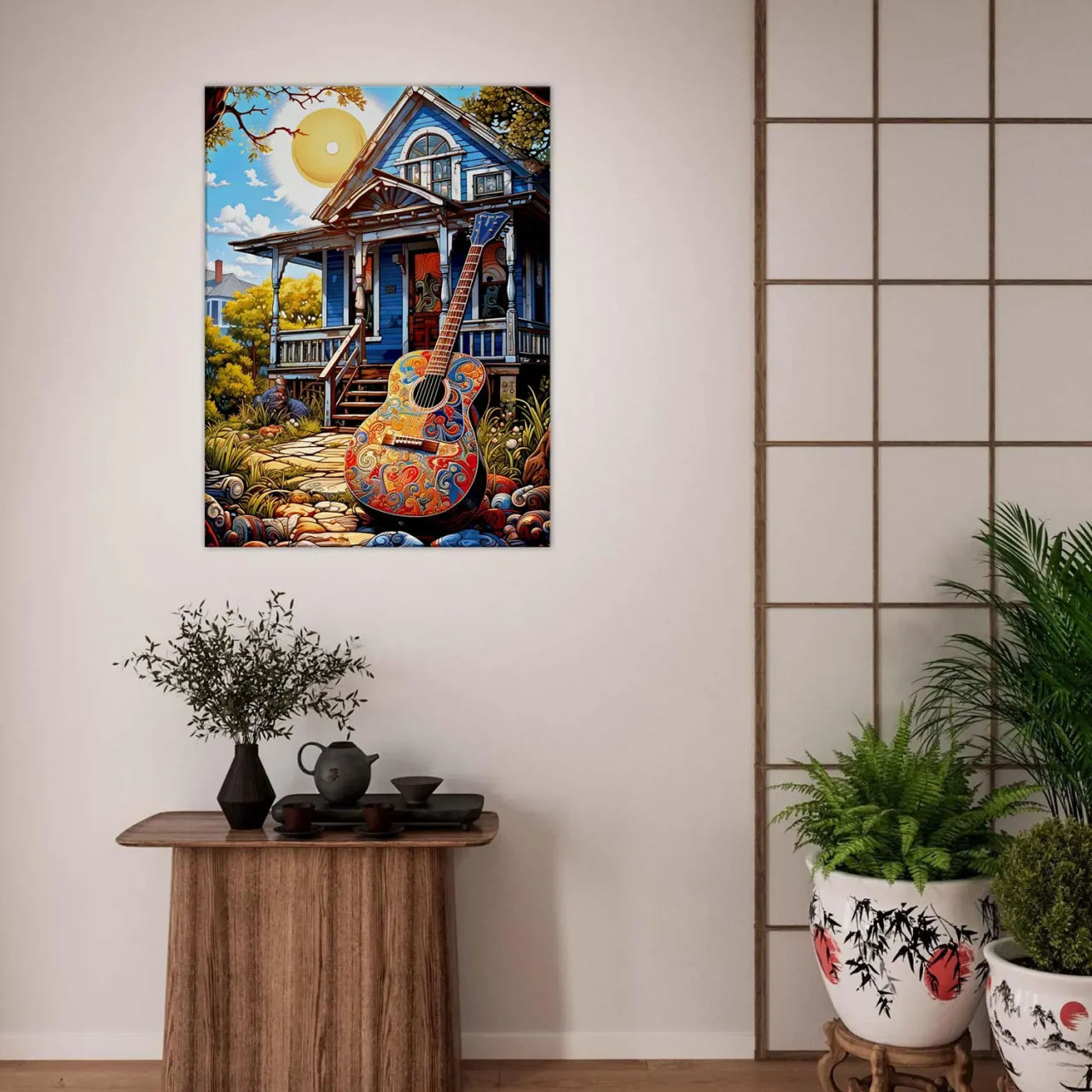 Tableau Ambiance Tex Mex et guitare colorée ambiance tex mex et guitare colorée