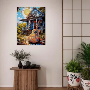 Tableau Ambiance Tex Mex et guitare colorée ambiance tex mex et guitare colorée