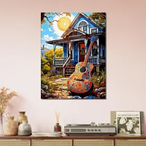 Tableau Ambiance Tex Mex et guitare colorée ambiance tex mex et guitare colorée