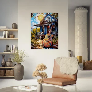 Tableau Ambiance Tex Mex et guitare colorée ambiance tex mex et guitare colorée