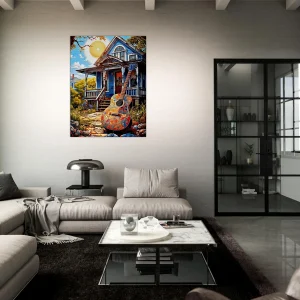 Tableau Ambiance Tex Mex et guitare colorée ambiance tex mex et guitare colorée