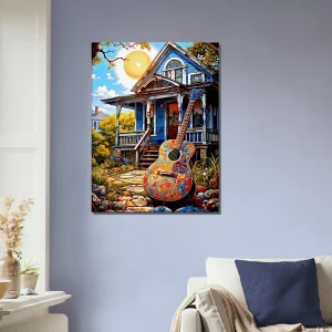 Tableau Ambiance Tex Mex et guitare colorée ambiance tex mex et guitare colorée