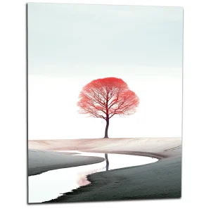 Cadre décoratif Arbre rouge seul sur le sable arbre rouge seul sur le sable