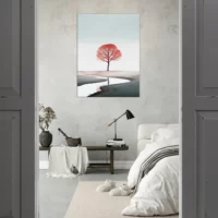 Cadre décoratif Arbre rouge seul sur le sable arbre rouge seul sur le sable