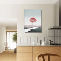 arbre rouge seul sur le sable