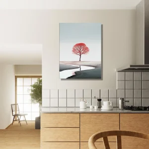 arbre rouge seul sur le sable