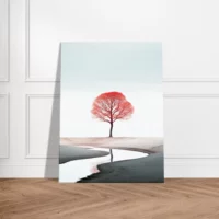 arbre rouge seul sur le sable