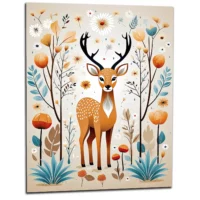 Cadre Art Boho chevreuil fleurs et plantes art boho chevreuil fleurs et plantes