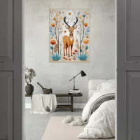 art boho chevreuil fleurs et plantes