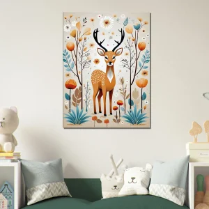 Cadre Art Boho chevreuil fleurs et plantes art boho chevreuil fleurs et plantes