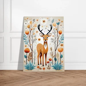 Cadre Art Boho chevreuil fleurs et plantes art boho chevreuil fleurs et plantes