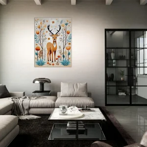 Cadre Art Boho chevreuil fleurs et plantes art boho chevreuil fleurs et plantes